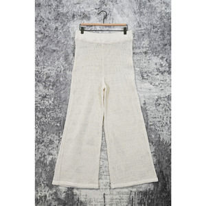 Free People Pants Womens White Knit Heavy Cover Up Pull On Wide Leg M Medium